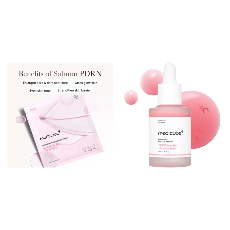 Medicube Duo Sérum PDRN rose et 4 masques gel au collagène : tout ce qu’il y a dans le coffret