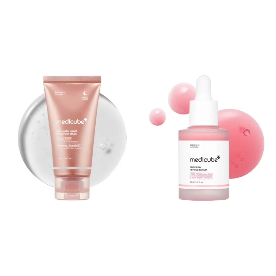 Medicube Duo sérum rose au PDRN et masque de nuit au collagène : tout ce qu’il y a dans le coffret