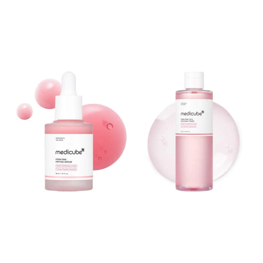 Medicube Duo tonique et sérum peptidiques roses au PDRN : tout ce qu’il y a dans le coffret