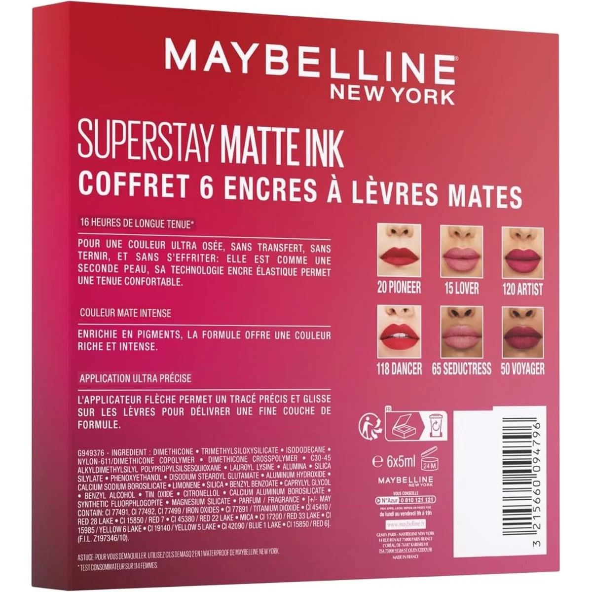 Maybelline Coffret Superstay Matte Ink 6 teintes : photo 3